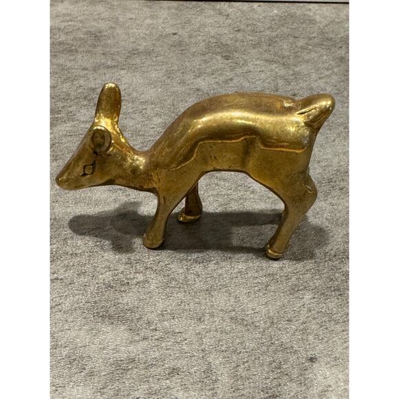 Vintage Brass Deer Figurine, Baby Deer - Picture 2 of 5